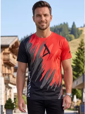 Pánské funkční triko premium ALTISPORT VOJ/ALM006TR01 ČERNOČERVENÁ