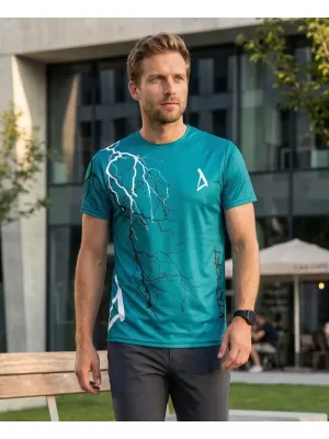 Pánské triko premium ALTISPORT VOJ/ALM004TR01 PETROLEJOVÁ/BÍLÁ