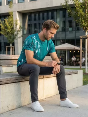 Pánské triko premium ALTISPORT VOJ/ALM004TR01 PETROLEJOVÁ/BÍLÁ