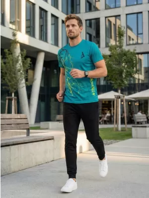 Pánské triko premium ALTISPORT VOJ/ALM004TR01 PETROLEJOVÁ/ŽLUTÁ