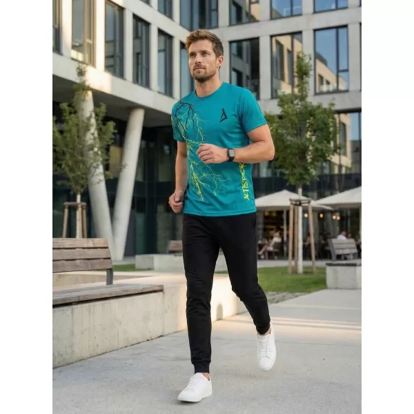  Pánské triko premium ALTISPORT VOJ/ALM004TR01 PETROLEJOVÁ/ŽLUTÁ 