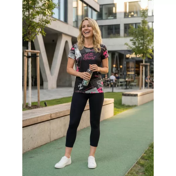  Dámské funkční triko premium ALTISPORT VOJ/ALW009TR01 ČERNÁ/SVĚTLE RŮŽOVÁ 