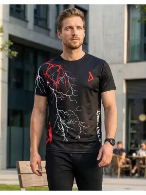 Pánské triko premium ALTISPORT VOJ/ALM004TR01 ČERNOČERVENÁ