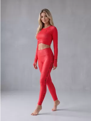 Dámské dlouhé legíny premium ALTISPORT VOJ/ALW021LEG01 ČERVENÁ
