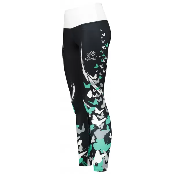  Dámské dlouhé legíny premium ALTISPORT VOJ/ALW022LEG01 ČERNÁ/TYRKYSOVÁ 