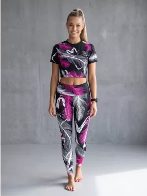 Dámské dlouhé legíny premium ALTISPORT VOJ/ALW001LEG01 ČERNÁ/RŮŽOVÁ
