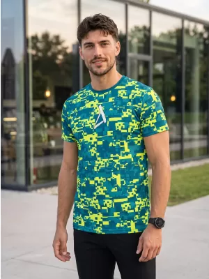 Pánské funkční triko premium plus ALTISPORT VOJ/ALM011TR02 PETROLEJOVÁ/NEON ŽLUTÁ