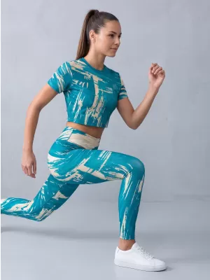 Dámské dlouhé legíny premium ALTISPORT VOJ/ALW010LEG01 PETROLEJOVÁ/HNĚDÁ