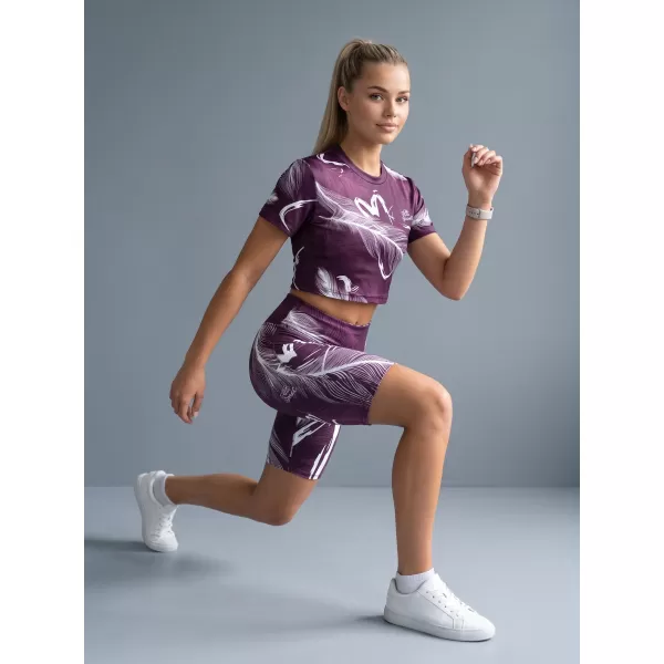  Dámské legíny nad kolena premium ALTISPORT VOJ/ALW001LEG02 FIALOVÁ/BÍLÁ 