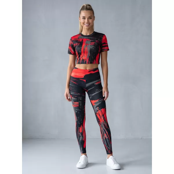  Dámské dlouhé legíny premium ALTISPORT VOJ/ALW010LEG01 ČERNOČERVENÁ 