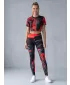 Dámské dlouhé legíny premium ALTISPORT VOJ/ALW010LEG01 ČERNOČERVENÁ