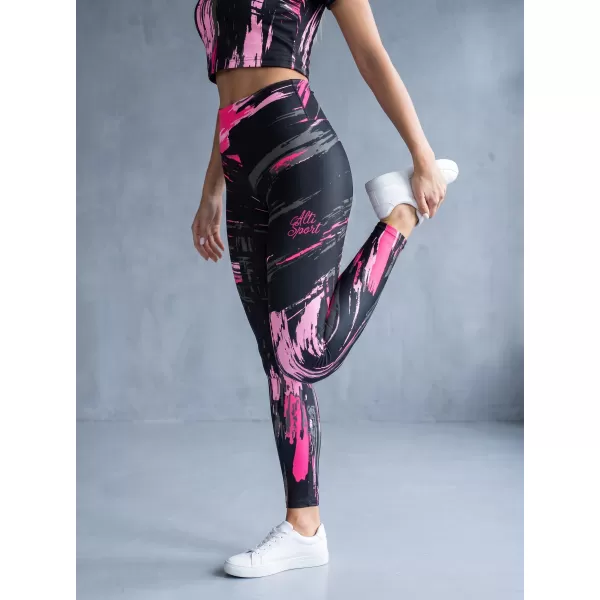  Dámské dlouhé legíny premium ALTISPORT VOJ/ALW010LEG01 ČERNÁ/SVĚTLE RŮŽOVÁ 