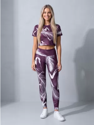 Dámské dlouhé legíny premium ALTISPORT VOJ/ALW001LEG01 FIALOVÁ/BÍLÁ