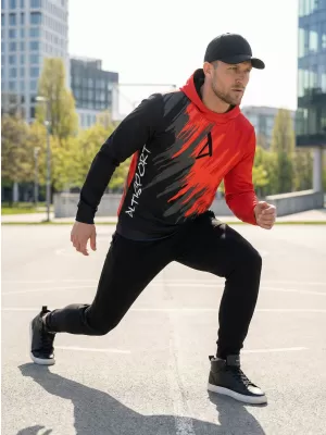 Pánská funkční mikina premium ALTISPORT VOJ/ALM006MI01 ČERNOČERVENÁ