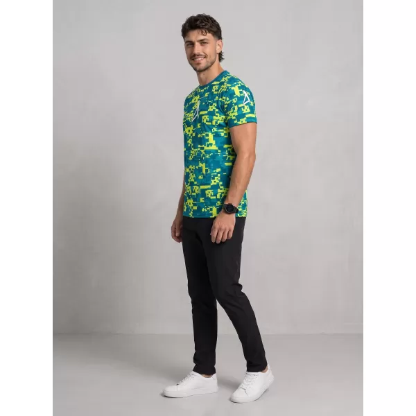  Pánské funkční triko premium plus ALTISPORT VOJ/ALM011TR02 PETROLEJOVÁ/NEON ŽLUTÁ 