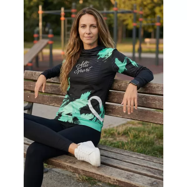  Dámská funkční mikina premium ALTISPORT VOJ/ALW027MI01 ČERNÁ/TYRKYSOVÁ 