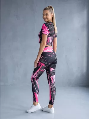 Dámské dlouhé legíny premium ALTISPORT VOJ/ALW010LEG01 ČERNÁ/SVĚTLE RŮŽOVÁ