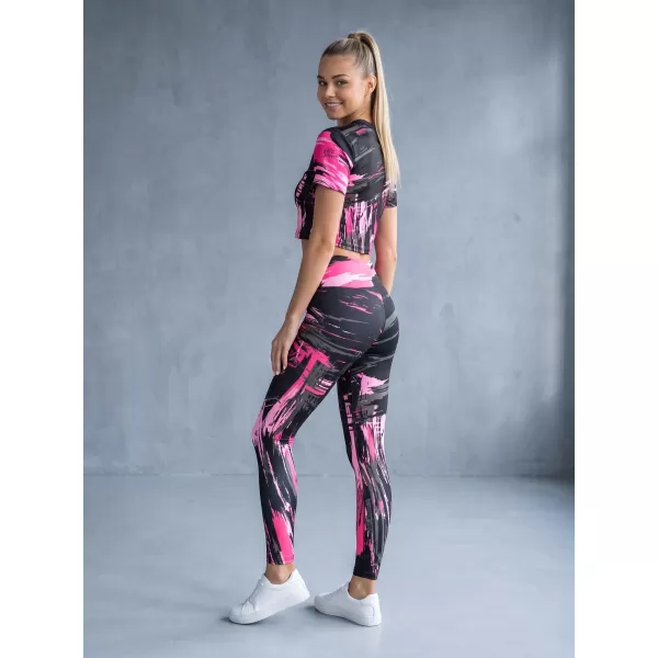  Dámské dlouhé legíny premium ALTISPORT VOJ/ALW010LEG01 ČERNÁ/SVĚTLE RŮŽOVÁ 