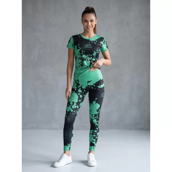  Dámské dlouhé legíny premium ALTISPORT VOJ/ALW012LEG01 ČERNÁ/TYRKYSOVÁ 