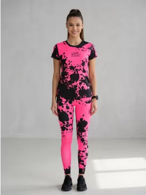 Dámské dlouhé legíny premium ALTISPORT VOJ/ALW012LEG01 ČERNÁ/RŮŽOVÁ FLUO