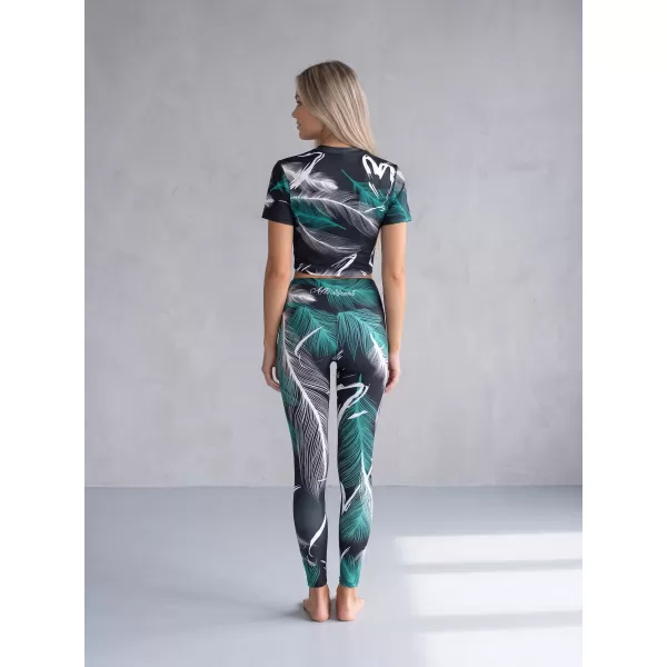  Dámské dlouhé legíny premium ALTISPORT VOJ/ALW001LEG01 ČERNÁ/TYRKYSOVÁ 