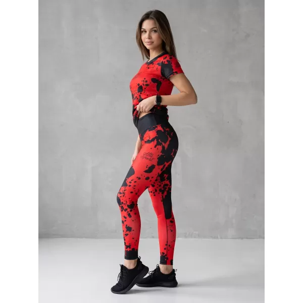  Dámské dlouhé legíny premium ALTISPORT VOJ/ALW012LEG01 ČERNÁ/ČERVENÁ 