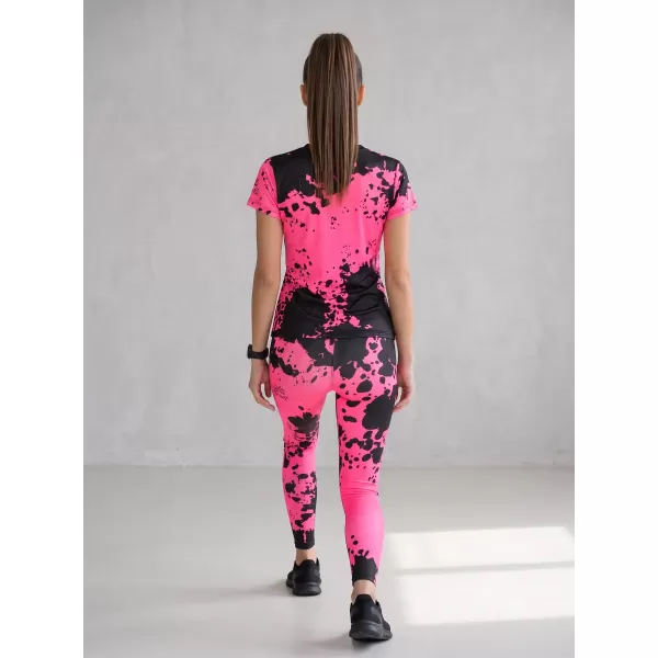  Dámské dlouhé legíny premium ALTISPORT VOJ/ALW012LEG01 ČERNÁ/RŮŽOVÁ FLUO 