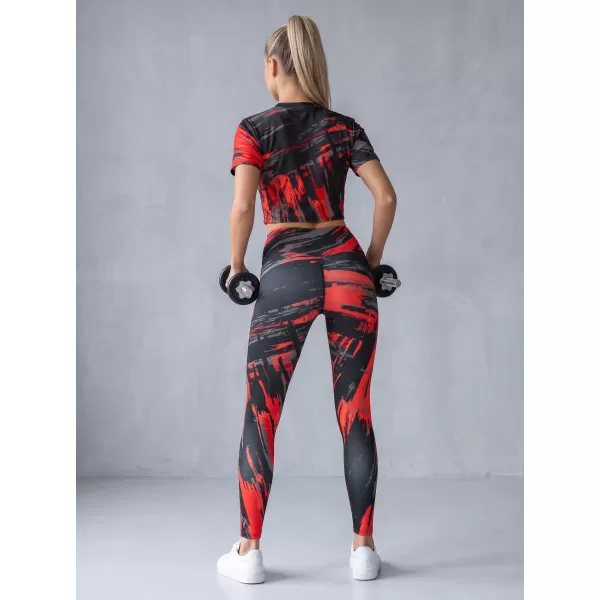  Dámské dlouhé legíny premium ALTISPORT VOJ/ALW010LEG01 ČERNOČERVENÁ 