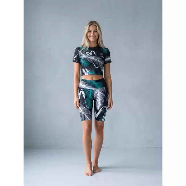  Dámské legíny nad kolena premium ALTISPORT VOJ/ALW001LEG02 ČERNÁ/TYRKYSOVÁ 