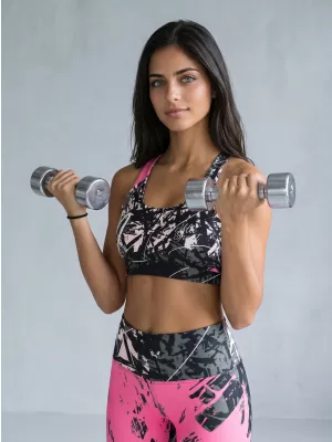 Dámská sportovní podprsenka premium ALTISPORT VOJ/ALW018POD01 ČERNORŮŽOVÁ