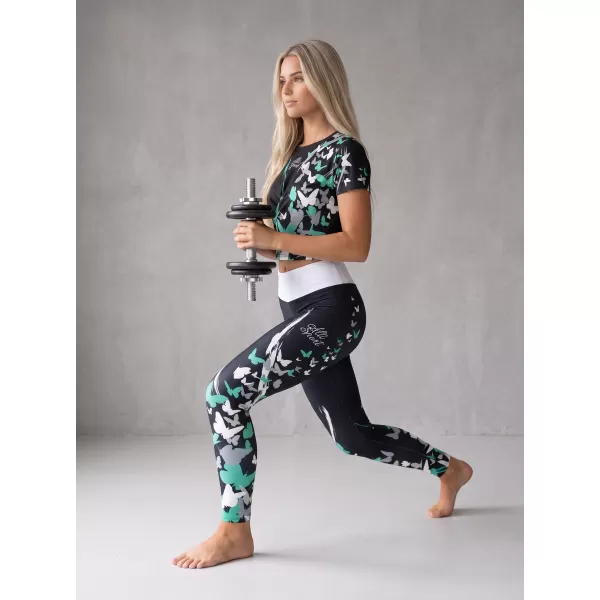  Dámské dlouhé legíny premium ALTISPORT VOJ/ALW022LEG01 ČERNÁ/TYRKYSOVÁ 