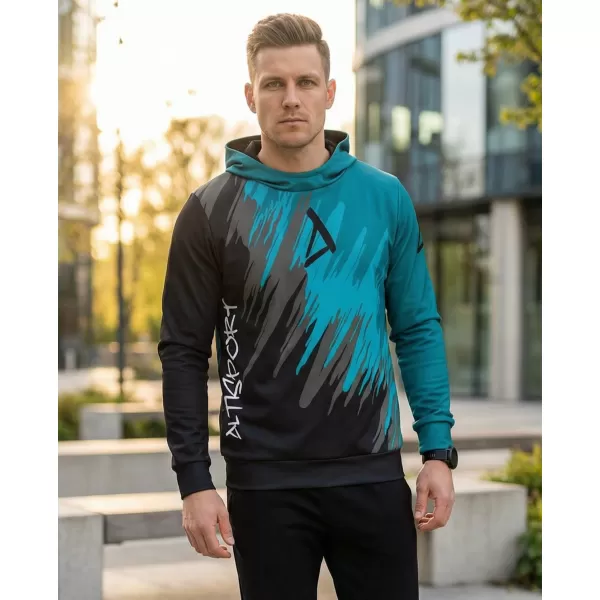  Pánská funkční mikina premium ALTISPORT VOJ/ALM006MI01 ČERNÁ/PETROLEJOVÁ 