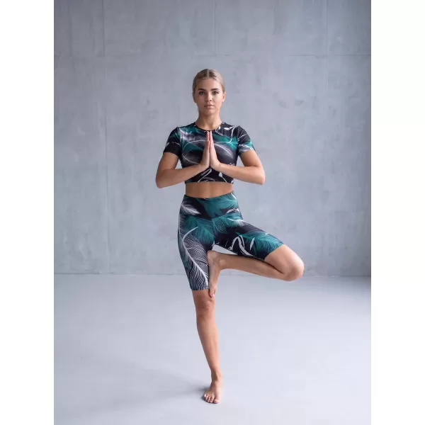 Dámské legíny nad kolena premium ALTISPORT VOJ/ALW001LEG02 ČERNÁ/TYRKYSOVÁ 
