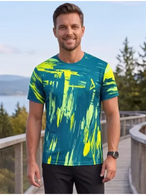 Pánské funkční triko premium ALTISPORT VOJ/ALM010TR01 PETROLEJOVÁ/ŽLUTÁ