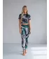 Dámské dlouhé legíny premium ALTISPORT VOJ/ALW001LEG01 ČERNÁ/TYRKYSOVÁ
