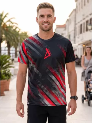 Pánské funkční tričko premium ALTISPORT VOJ/ALM028TR01 ČERNOČERVENÁ