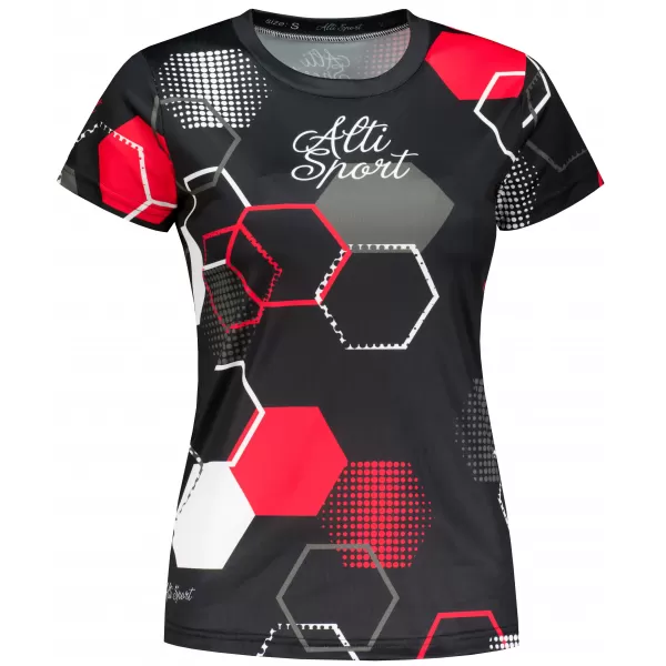  Dámské funkční tričko premium ALTISPORT VOJ/ALW037TR01 ČERNOČERVENÁ 