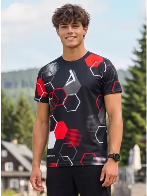 Pánské funkční tričko premium ALTISPORT VOJ/ALM037TR01 ČERNOČERVENÁ