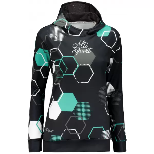  Dámská funkční mikina premium ALTISPORT VOJ/ALW037MI01 ČERNÁ/TYRKYSOVÁ 