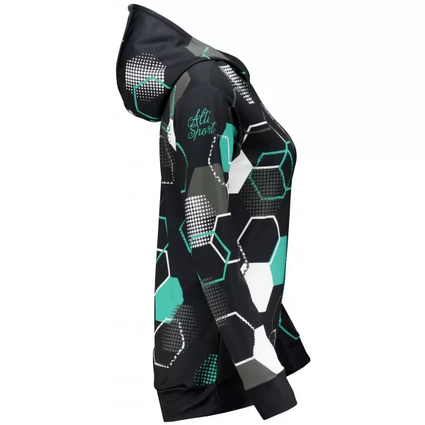  Dámská funkční mikina premium ALTISPORT VOJ/ALW037MI01 ČERNÁ/TYRKYSOVÁ 