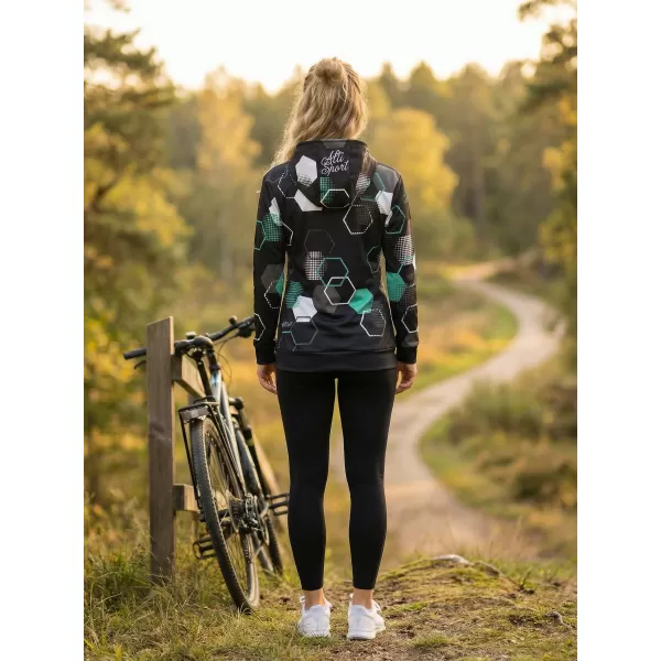  Dámská funkční mikina premium ALTISPORT VOJ/ALW037MI01 ČERNÁ/TYRKYSOVÁ 