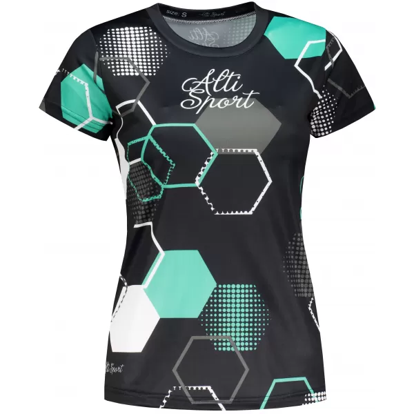  Dámské funkční tričko premium ALTISPORT VOJ/ALW037TR01 ČERNÁ/TYRKYSOVÁ 