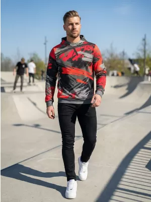 Pánská mikina premium ALTISPORT VOJ/ALM014MI01 ČERNOČERVENÁ