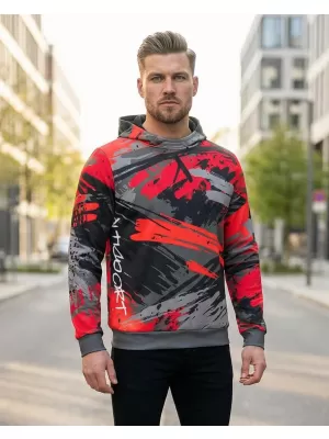 Pánská mikina premium ALTISPORT VOJ/ALM014MI01 ČERNOČERVENÁ