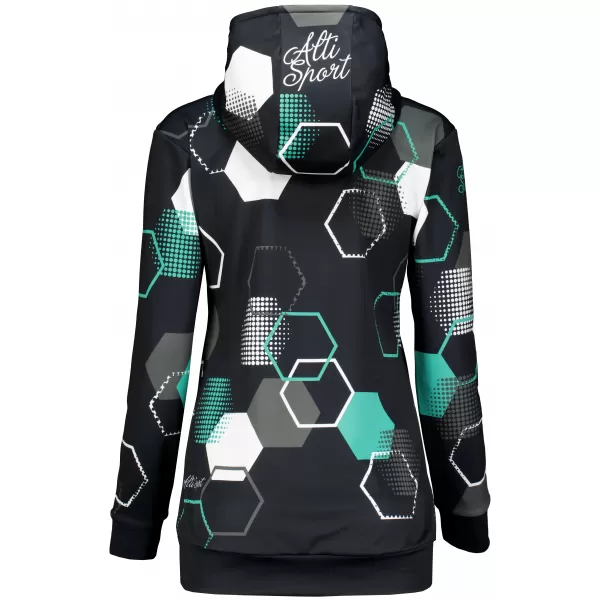  Dámská funkční mikina premium ALTISPORT VOJ/ALW037MI01 ČERNÁ/TYRKYSOVÁ 