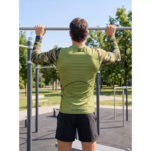  Pánské funkční kompresní tričko premium ALTISPORT VOJ/ALM038TR03 ZELENÁ/KHAKI 