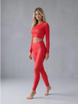 Dámský funkční crop top s dlouhým rukávem premium ALTISPORT VOJ/ALW000TR04 ČERVENÁ