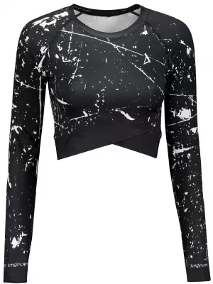 Dámský funkční crop top s dlouhým rukávem premium ALTISPORT VOJ/ALW034TR04 ČERNÁ