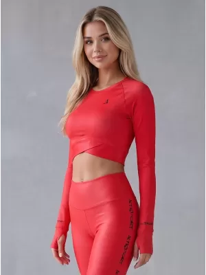 Dámský funkční crop top s dlouhým rukávem premium ALTISPORT VOJ/ALW000TR04 ČERVENÁ