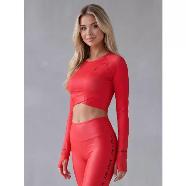  Dámský funkční crop top s dlouhým rukávem premium ALTISPORT VOJ/ALW000TR04 ČERVENÁ 